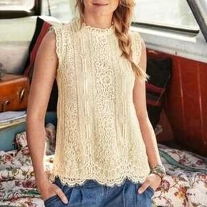 Sundance esme scalloped lace cream tank XL